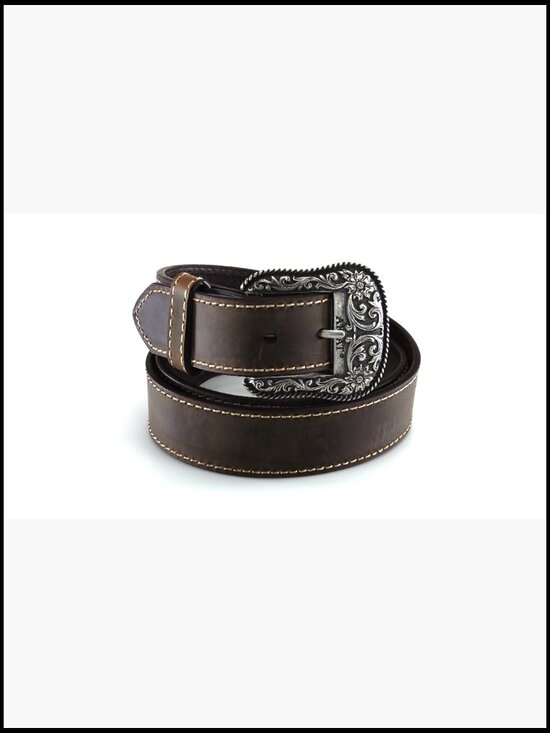 Women\'s Heavy Stitched Accent Belt with Floral Buckle main image 6